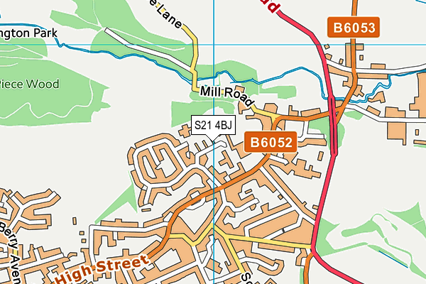 S21 4BJ map - OS VectorMap District (Ordnance Survey)