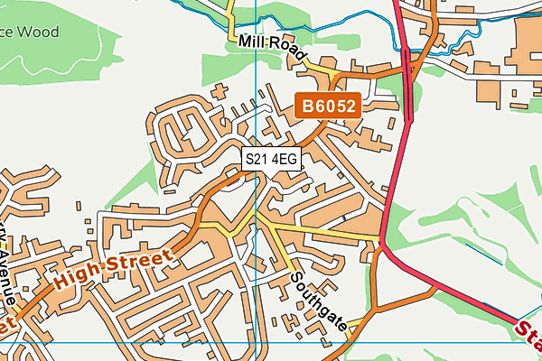 S21 4EG map - OS VectorMap District (Ordnance Survey)