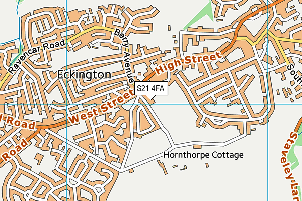 Eckington Miners Welfare map (S21 4FA) - OS VectorMap District (Ordnance Survey)