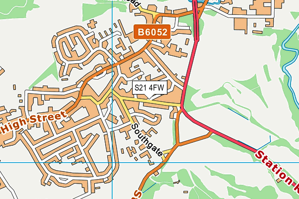 S21 4FW map - OS VectorMap District (Ordnance Survey)