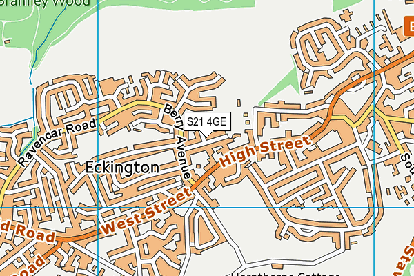 S21 4GE map - OS VectorMap District (Ordnance Survey)
