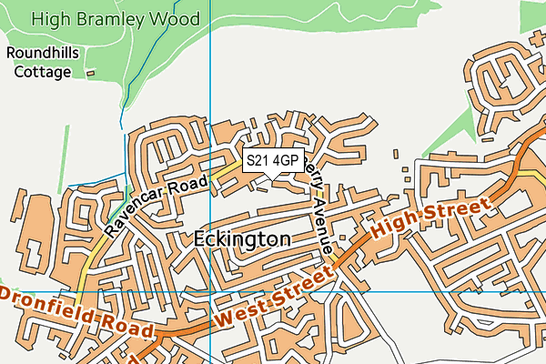 S21 4GP map - OS VectorMap District (Ordnance Survey)
