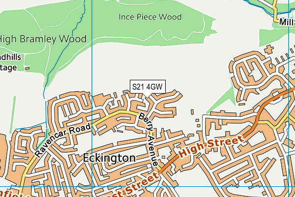 S21 4GW map - OS VectorMap District (Ordnance Survey)