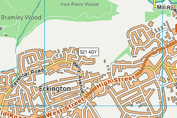 S21 4GY map - OS VectorMap District (Ordnance Survey)