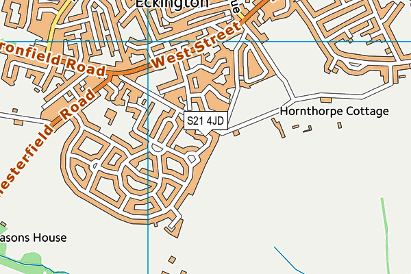 S21 4JD map - OS VectorMap District (Ordnance Survey)