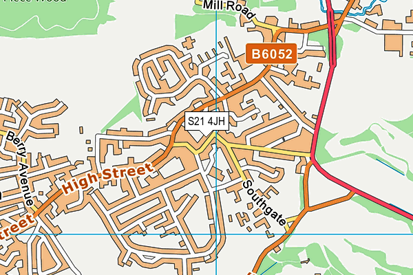 S21 4JH map - OS VectorMap District (Ordnance Survey)