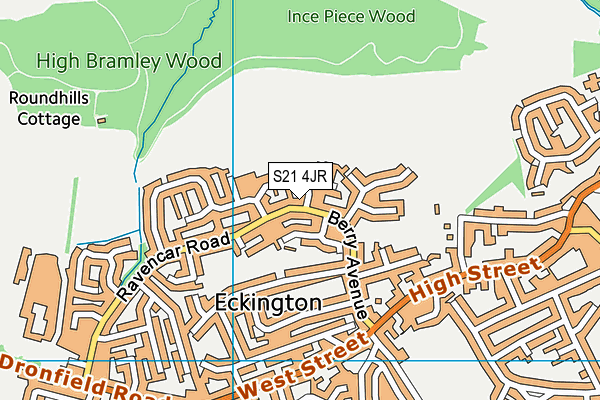 S21 4JR map - OS VectorMap District (Ordnance Survey)