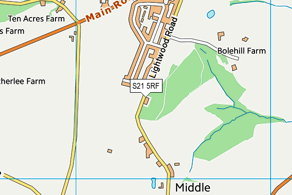 S21 5RF map - OS VectorMap District (Ordnance Survey)