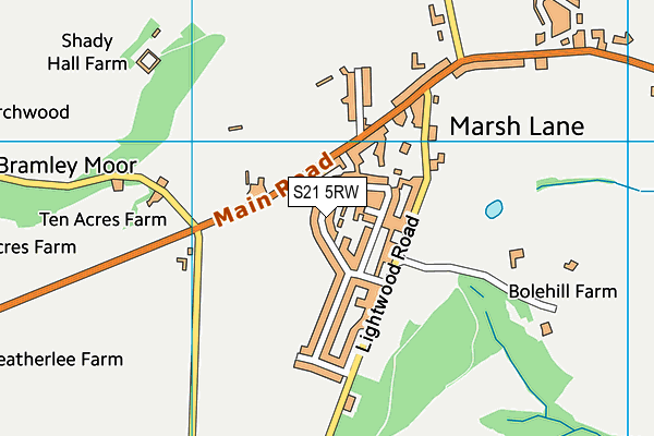 S21 5RW map - OS VectorMap District (Ordnance Survey)