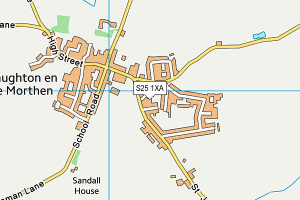 S25 1XA map - OS VectorMap District (Ordnance Survey)