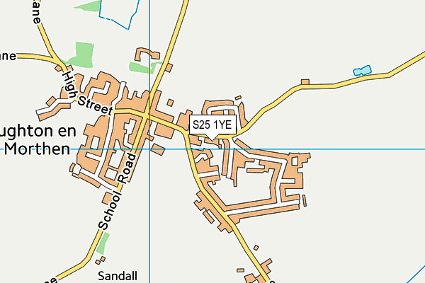 S25 1YE map - OS VectorMap District (Ordnance Survey)