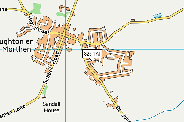 S25 1YJ map - OS VectorMap District (Ordnance Survey)