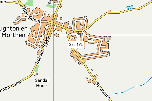 S25 1YL map - OS VectorMap District (Ordnance Survey)