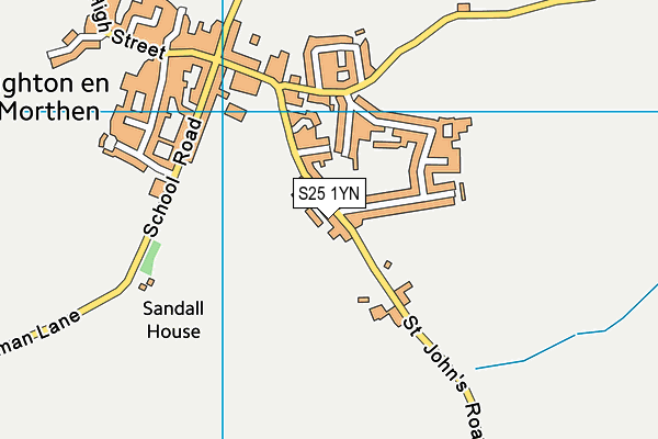 S25 1YN map - OS VectorMap District (Ordnance Survey)