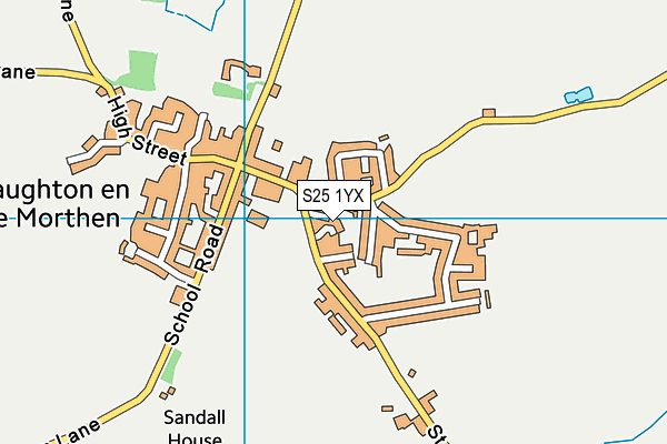 S25 1YX map - OS VectorMap District (Ordnance Survey)
