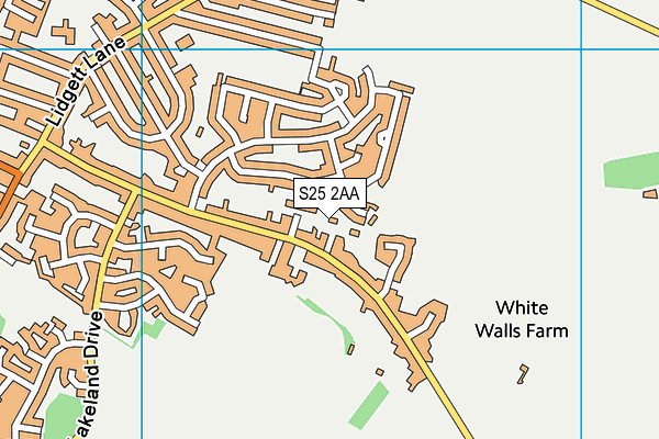 S25 2AA map - OS VectorMap District (Ordnance Survey)