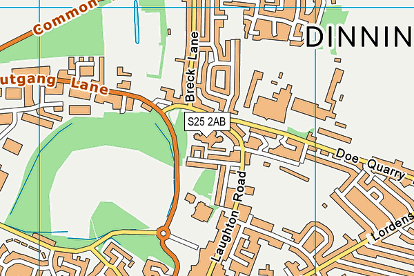 S25 2AB map - OS VectorMap District (Ordnance Survey)