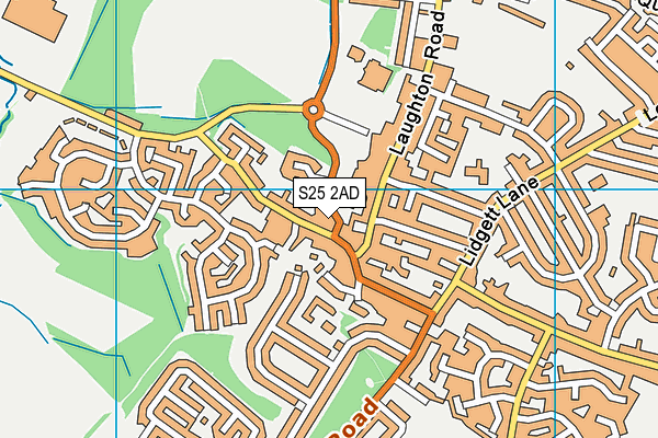 S25 2AD map - OS VectorMap District (Ordnance Survey)