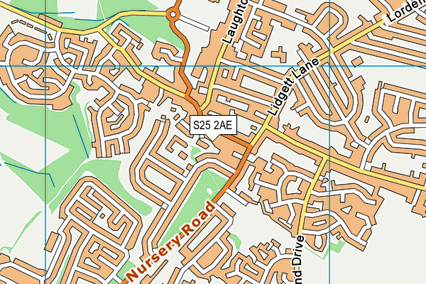 S25 2AE map - OS VectorMap District (Ordnance Survey)