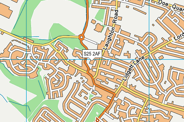 S25 2AF map - OS VectorMap District (Ordnance Survey)