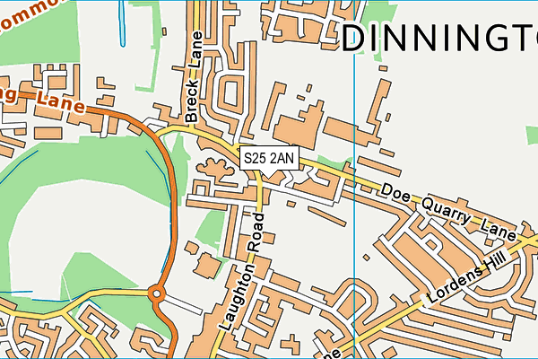S25 2AN map - OS VectorMap District (Ordnance Survey)