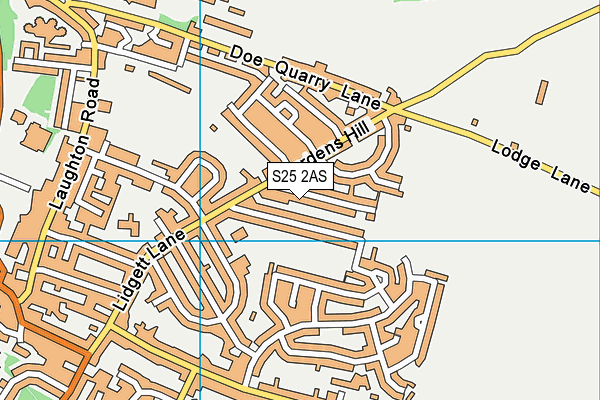 S25 2AS map - OS VectorMap District (Ordnance Survey)