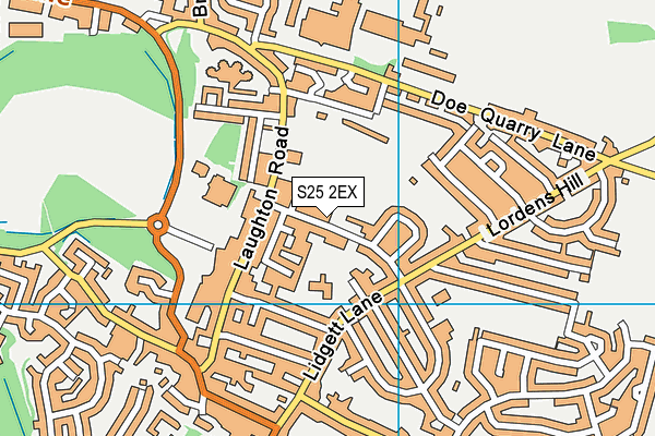 S25 2EX map - OS VectorMap District (Ordnance Survey)