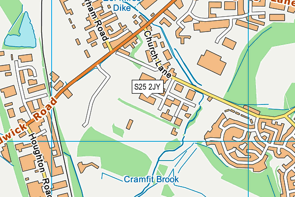 S25 2JY map - OS VectorMap District (Ordnance Survey)