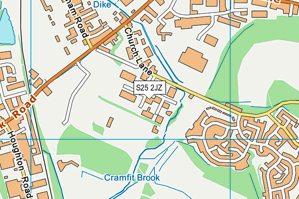 S25 2JZ map - OS VectorMap District (Ordnance Survey)