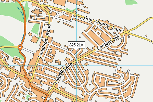 S25 2LA map - OS VectorMap District (Ordnance Survey)