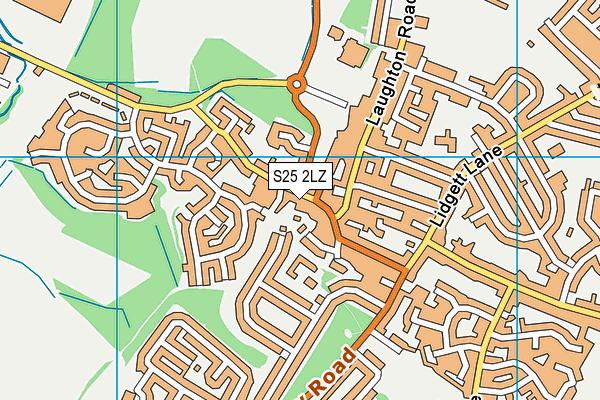 S25 2LZ map - OS VectorMap District (Ordnance Survey)