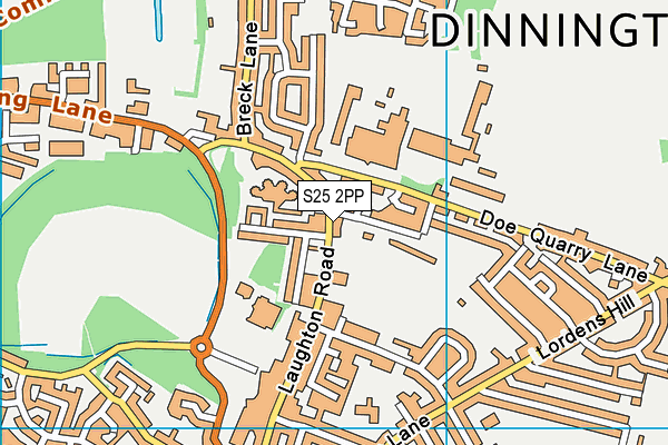 S25 2PP map - OS VectorMap District (Ordnance Survey)