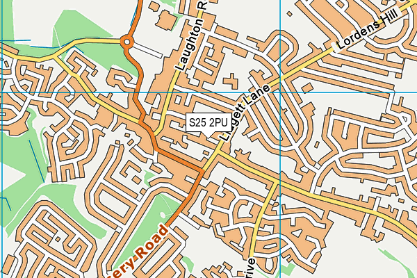 S25 2PU map - OS VectorMap District (Ordnance Survey)