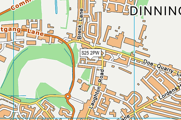 S25 2PW map - OS VectorMap District (Ordnance Survey)