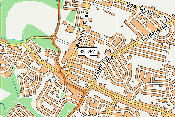 S25 2PZ map - OS VectorMap District (Ordnance Survey)