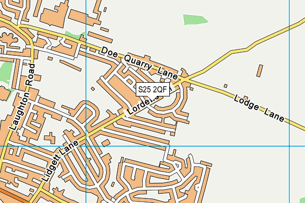 S25 2QF map - OS VectorMap District (Ordnance Survey)
