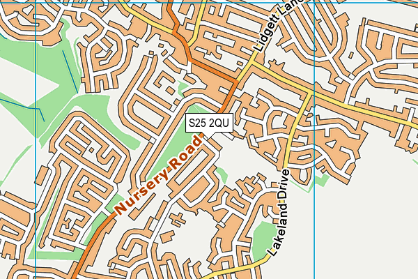 S25 2QU map - OS VectorMap District (Ordnance Survey)