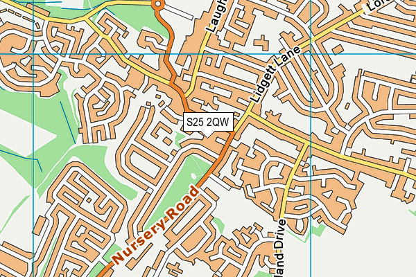 S25 2QW map - OS VectorMap District (Ordnance Survey)