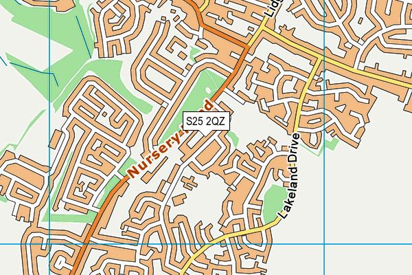 S25 2QZ map - OS VectorMap District (Ordnance Survey)