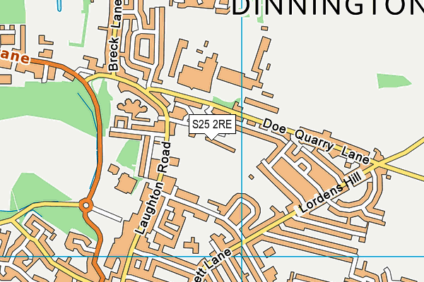 Dinnington Community Primary School map (S25 2RE) - OS VectorMap District (Ordnance Survey)