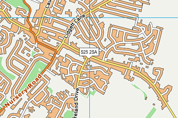 S25 2SA map - OS VectorMap District (Ordnance Survey)