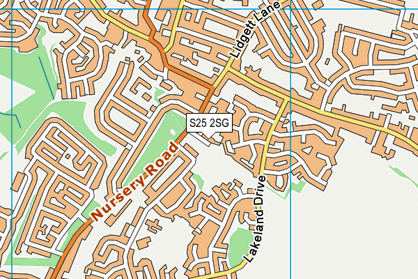S25 2SG map - OS VectorMap District (Ordnance Survey)