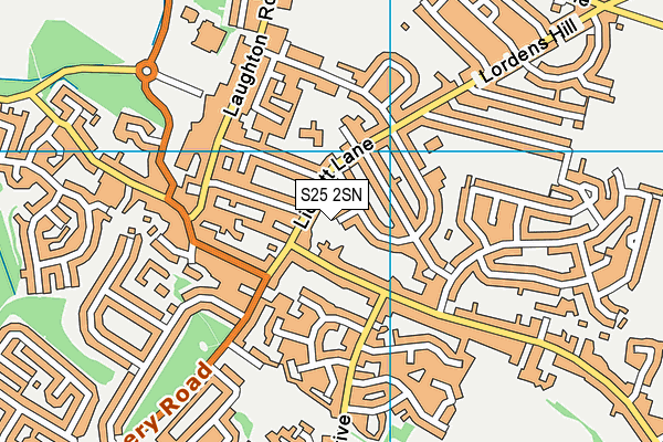 S25 2SN map - OS VectorMap District (Ordnance Survey)