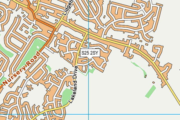 S25 2SY map - OS VectorMap District (Ordnance Survey)