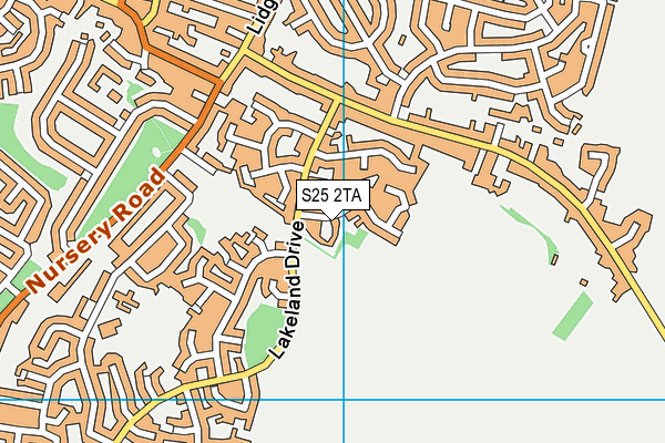 S25 2TA map - OS VectorMap District (Ordnance Survey)