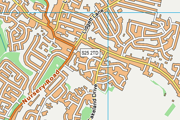 S25 2TD map - OS VectorMap District (Ordnance Survey)