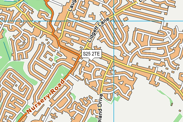 S25 2TE map - OS VectorMap District (Ordnance Survey)