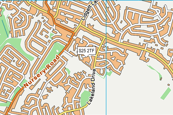 S25 2TF map - OS VectorMap District (Ordnance Survey)
