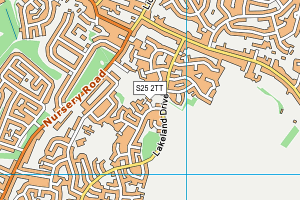 S25 2TT map - OS VectorMap District (Ordnance Survey)