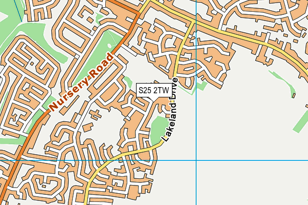 S25 2TW map - OS VectorMap District (Ordnance Survey)